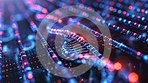 DNA Structure and Binary Code Background for Science and Technology Concept Illustration