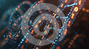 Digital Data Stream: Binary Code Flowing in Abstract Space