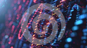 Abstract Digital Data Flow Visualization with Glowing Numbers and Lights