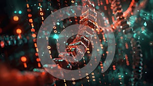 Digital DNA Helix Binary Code Stream Conceptual Illustration