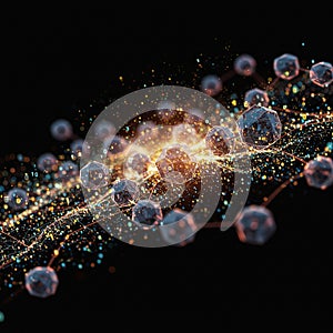 Abstract representation of a digital network featuring a series of interconnected