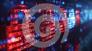 Digital Security Padlock on Abstract Binary Code Background for Network Data Protection