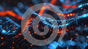 Abstract Digital Binary Data Stream Network with Connection Structure Glow Technology