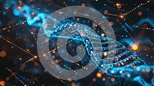 DNA Structure Abstract Background with Binary Code and Futuristic Elements, 3D Illustration