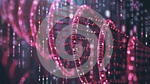 DNA Double Helix Structure with Binary Code, Futuristic Science and Technology concept