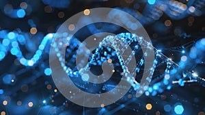 Abstract Digital DNA Structure with Binary Code Futuristic Technology Background