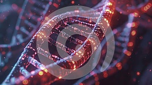 Digital DNA Double Helix Structure with Binary Code, Futuristic Genetic Technology Concept