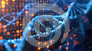 Abstract DNA Double Helix Structure with Binary Code for Science and Technology