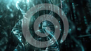 DNA Data Stream: Digital Genetic Code on Binary Background, Future Technology