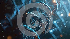 Digital DNA Helix with Binary Code Overlay, Genetic Engineering and Data Science