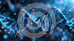 Digital DNA Helix Structure with Binary Code Data Stream, Genetic Science Concept