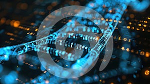 Futuristic Digital Binary Code Visualization With Data Streams and Glowing Particles