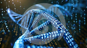 DNA Digital Code Helix Structure with Binary Digits in Cyber Technology Background