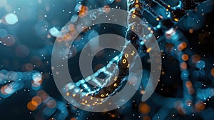 Digital DNA Helix Structure with Binary Code, Abstract Technology Background Illustration