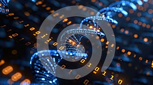 Abstract DNA Helix Structure with Binary Code Background for Technological Innovation