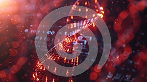 Digital DNA Helix Structure With Binary Code Futuristic Technology Background