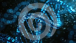 Digital DNA Helix Visualization of Genetic Code Structure with Binary Data Stream