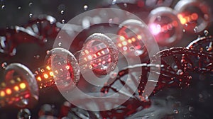 Abstract Futuristic Data Stream with Binary Code and DNA helix structure