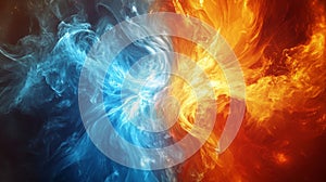 Abstract Representation of Fire and Ice Colliding