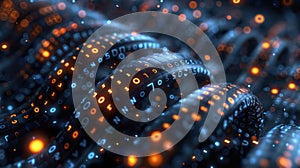 Abstract Digital Data Stream with Binary Code Flowing Through the Network