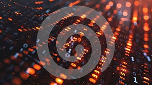Binary Code Data Stream Background with Abstract Digital Display.