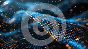 Binary Data Stream Flowing with Abstract Particles in a Digital Technology World