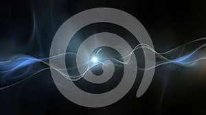 Abstract Blue and White Light Waves on Black Background