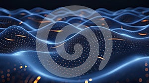 Abstract Digital Landscape With Glowing Particles and Wavy Lines Presentation Backdrop