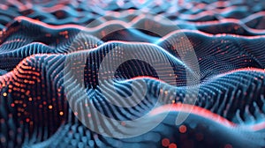 Abstract Wavy Lines with Glowing Particles Futuristic Technology Background