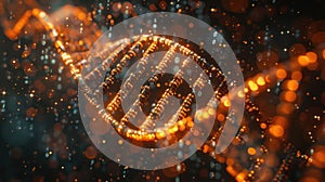 DNA Double Helix Structure with Binary Code Floating for Science and Technology