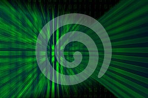 Green binary numbers on digital screen background