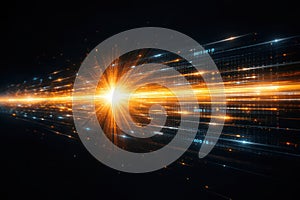 Digital Data Stream With Bright Light Explosion technology