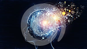 Abstract representation of human brain and interconnected ideas