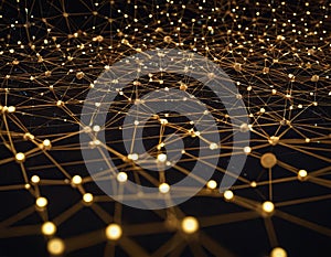abstract representation of interconnected data nodes, digital matrix, binary code transmission