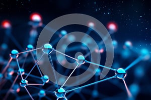 abstract representation of interconnected data nodes, digital matrix, binary code transmission