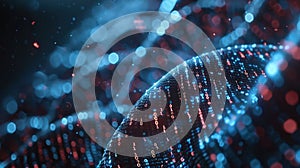 Abstract Digital World with Binary Code and Bokeh Lights Background