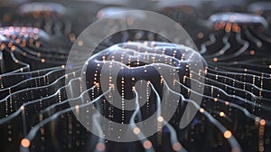 Abstract Glowing Data Network Connection with Light and Shadow Effects