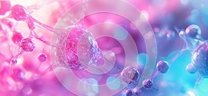 Abstract representation of interconnected neurons in vibrant pink and blue hues
