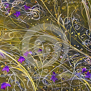 An abstract representation of the interconnectedness of life, with swirling vines, blooming flowers, and buzzing insects2, Gener