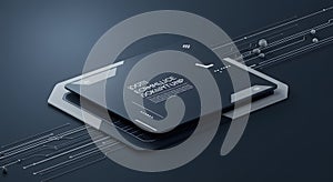 Futuristic AI Processor and Data Network Background