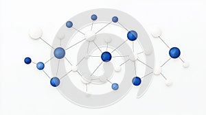 Abstract Representation of Molecular Structure with Blue and White Circles on White Background