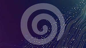 Abstract Network of Connected Data Points with Wavy Lines and Gradient Background