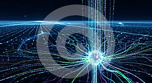 Abstract Neural Network with Glowing Synapses and Data Flow brain artificial intelligence
