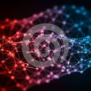 Abstract representation of a neural network or data structure with interconnected