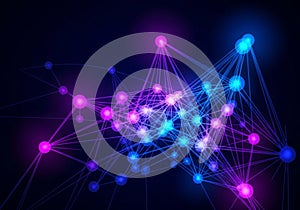 Abstract representation of a neural network or digital network with