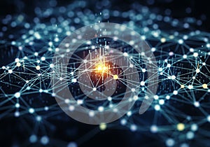 Abstract representation of a neural network, featuring