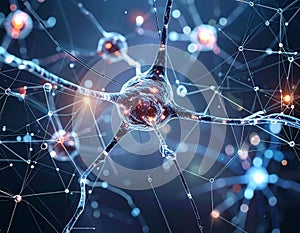 Abstract representation of neural networks and interconnected nodes visualizes the complexity of artificial intelligence