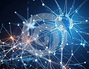 Abstract representation of neural networks and interconnected nodes visualizes the complexity of artificial intelligence