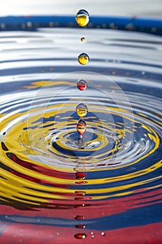 Oil drops on water surface abstract background photo