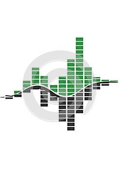 Abstract representation of a sound waveform, featuring vertical